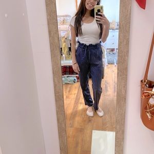 Blue and white striped pants